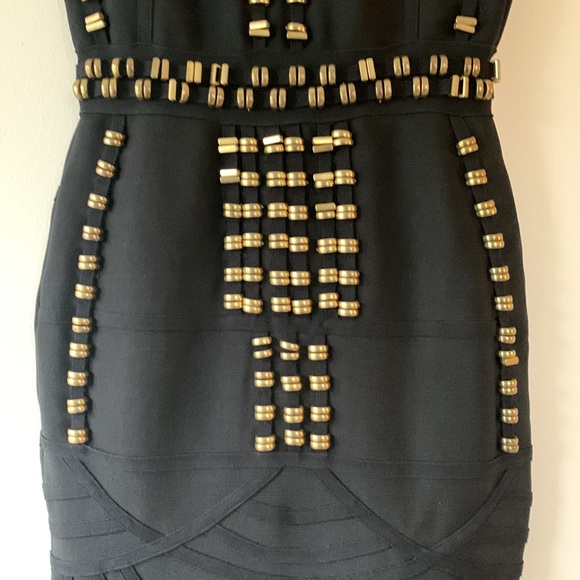 Bandage Midi Dress with Gold Detail - Picture 4 of 11